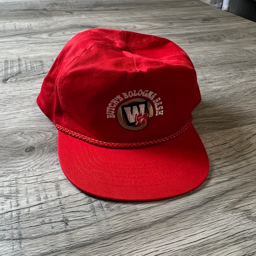 KC Snapback Hat Mens OSFA Red Butch's Bologna Bash Vintage Rope Cap Promo Q7